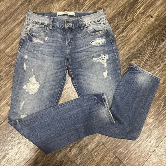 Abercrombie & Fitch Straight Leg Distressed Denim Jeans Size 4 W 27 - Picture 1 of 5